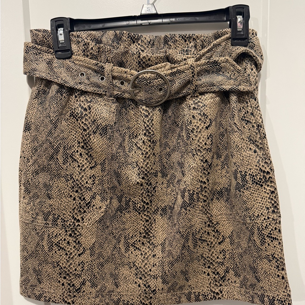 Haute Monde Snake Print Mini Skirt with Belt